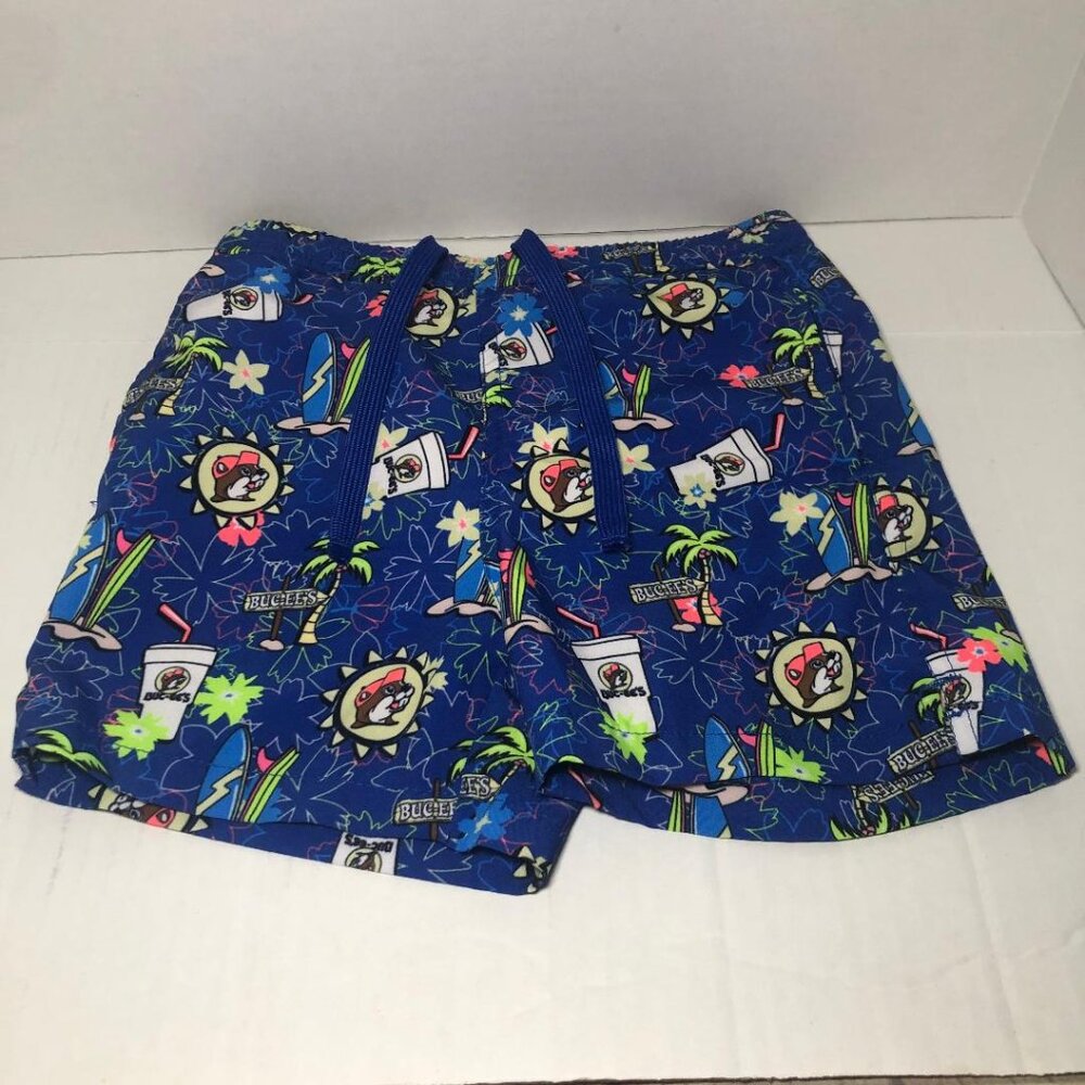 Buc-ee's Swim Shorts Toddler Boy's 5T Blue Printed Bathing Suit Trunks